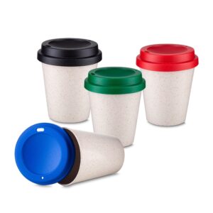 Brindes Personalizados para Empresas BH Corporativos | Copo de Fibra de Arroz 350ml Tampa Colorida