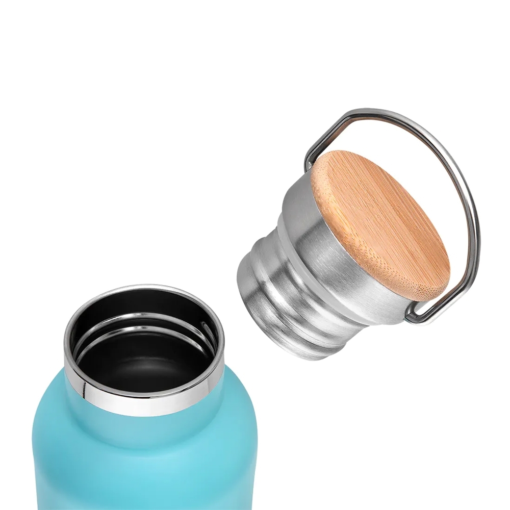 Empresa de Brindes Personalizados BH Corporativos | Garrafa Térmica 500ml Tampa Metal e Madeira COLORIDA