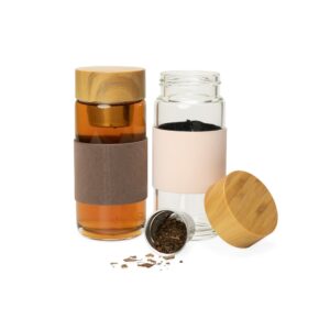 Brindes Personalizados Corporativos para Empresas BH | Garrafa de Vidro 400ml com Infusor de Chá