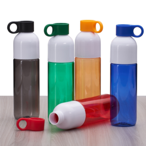 Brindes Personalizados Corporativos BH para Empresas | Squeeze Plástico 700ml com Tampa de Suporte Anelar Colorido