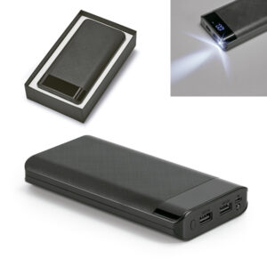 Brindes Personalizados Corporativos BH | Bateria Portátil ABS com LED Bateria Lítio Capacidade 16.000mAh Porta USB/Micro USB