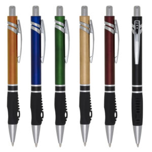 Brindes Personalizados para Empresas BH | Caneta Plástica Colorida Detalhes em Prata Aciona por Clique 6 CORES