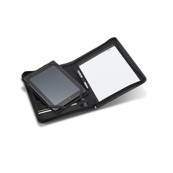 Brindes Personalizados para Empresas BH | GARRETT Pasta A4 Couro Sintético Microfibra Bolso Exterior com Zíper Suporte para Tablet