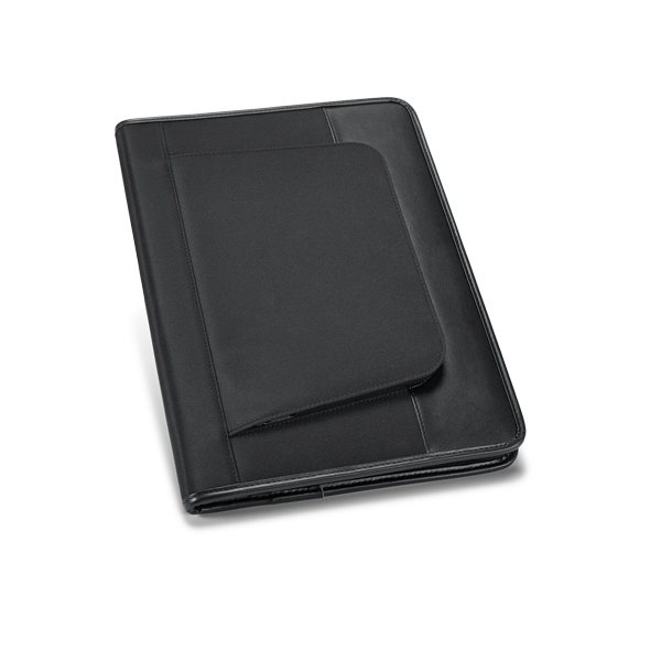 Brindes Personalizados para Empresas BH | GARRETT Pasta A4 Couro Sintético Microfibra Bolso Exterior com Zíper Suporte para Tablet