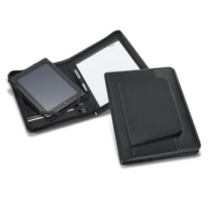 Brindes Personalizados para Empresas BH | GARRETT Pasta A4 Couro Sintético Microfibra Bolso Exterior com Zíper Suporte para Tablet