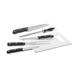 Empresa de Brindes Personalizados para Empresas em BH | Kit Churrasco Aço Inox 5 Peças Estojo de 210D Tábua 283 x 192 x 5 mm