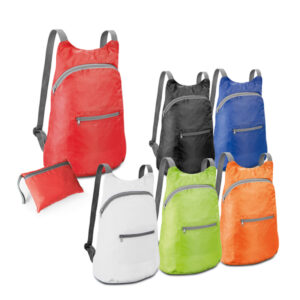 Brindes Personalizados para Empresas BH | Mochila Dobrável com Bolso Frontal Fornecida Desdobrada