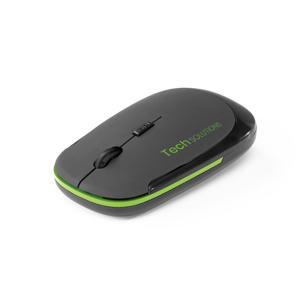 Brindes para Empresas Personalizados BH | Mouse Wireless Dobrável 2.4G ABS Acabamento Emborrachado Detalhe VERDE Sua Marca