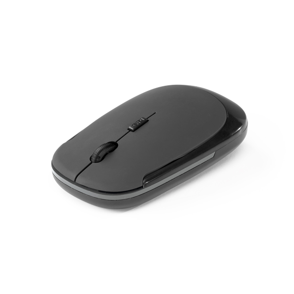 Brindes para Empresas Personalizados BH | Mouse Wireless Dobrável 2.4G ABS Acabamento Emborrachado Detalhe PRETO