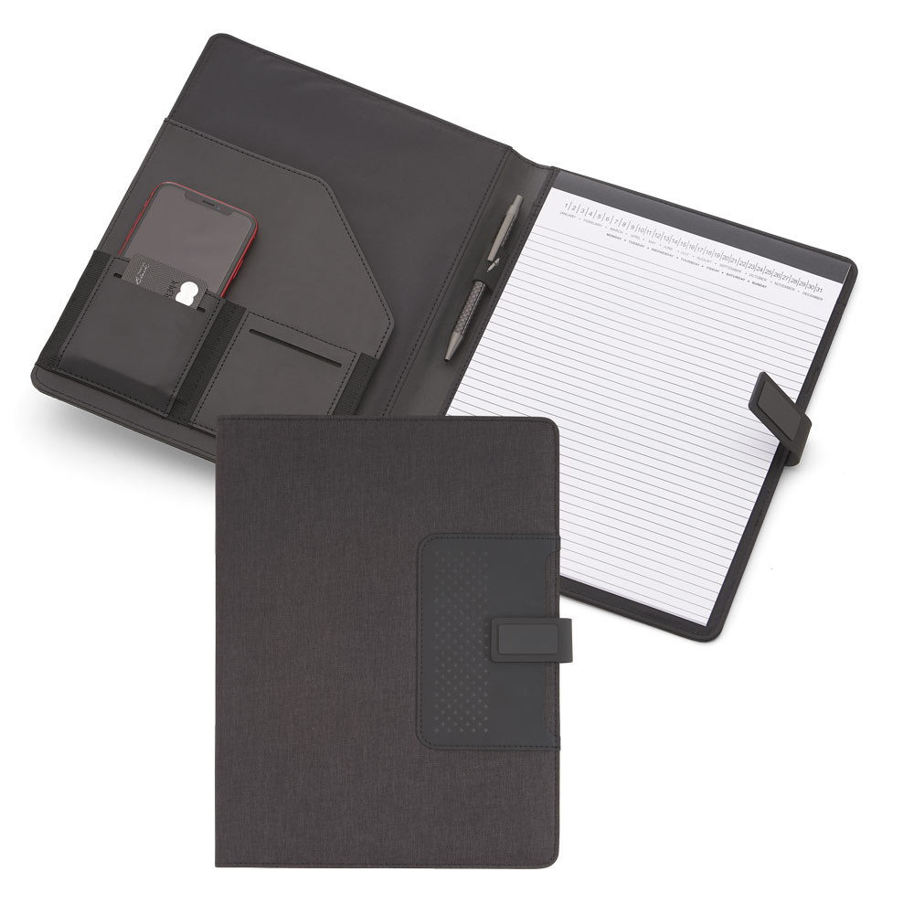 Brindes para Empresas Personalizados BH | Pasta Executiva Almofadada com Caderno de 20 Folhas A4 Bolso Interno