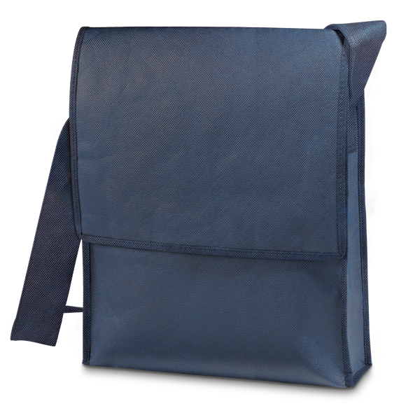 Brindes Personalizados Corporativos em BH | Pasta à Tiracolo Non-Woven Fechamento em Velcro AZUL ESCURO