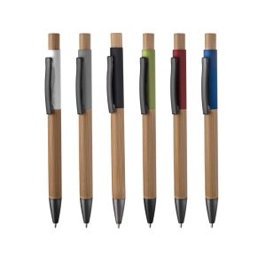 Brindes Personalizados para Empresas em BH | Caneta Corpo em Bambu Alumínio Reciclável Tinta Azul