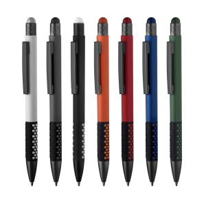 Brindes Personalizados para Empresas em BH | Caneta Metálica Tinta Azul Ponta Touch Emborrachada