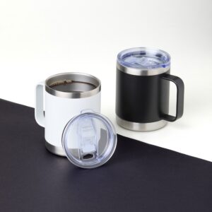 Brindes Personalizados Corporativo em BH | Caneca Térmica 390ml PRETO E BRANCO